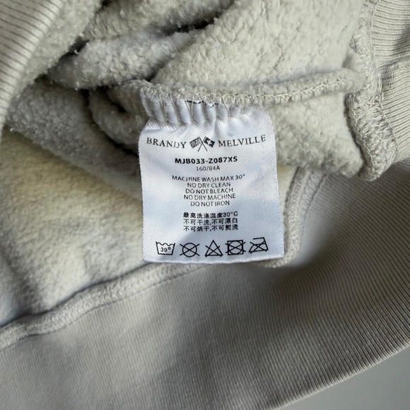 John Galt Brandy Melville Newport Crewneck Sweatshirt White Flag Patch Baggy OS - Picture 4 of 6